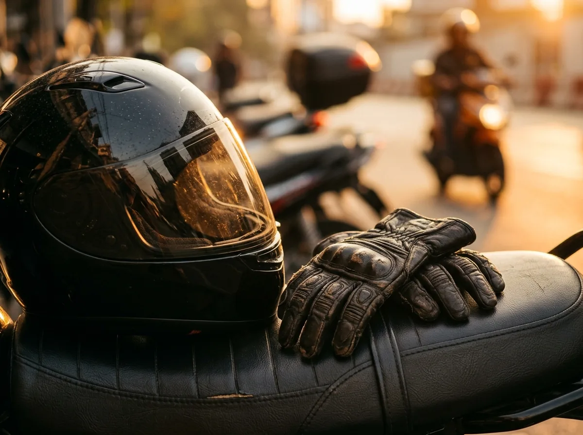 Casque et gants de protection pour passager de VTC moto